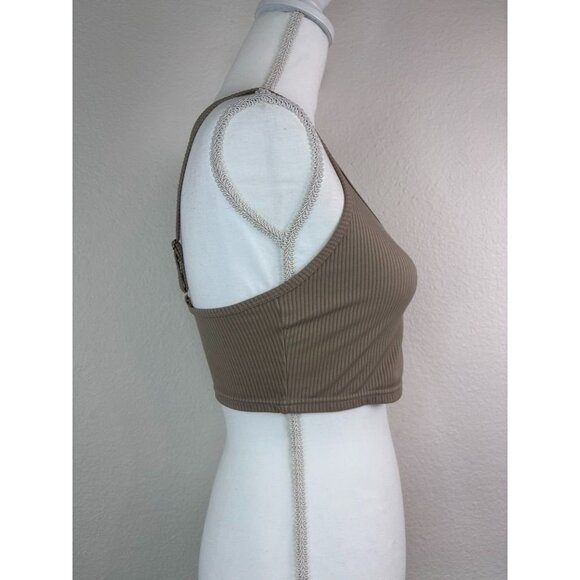 For love and lemons women's large tan ribbed cropped tank bralette loungewear - Picture 2 of 4